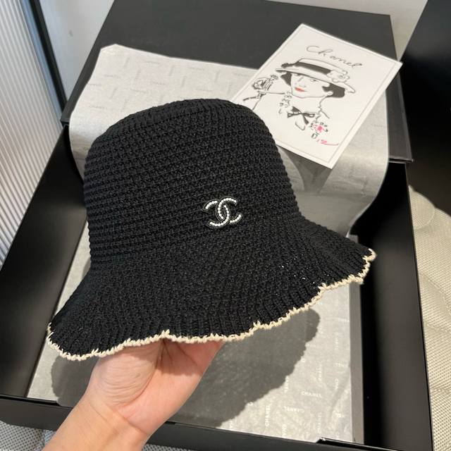 chanel Chanel Knitted Hand-Crocheted Fisherman Hat With Wavy Brim Small Hat W