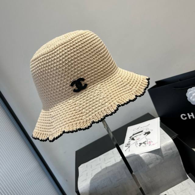 chanel Chanel Knitted Hand-Crocheted Fisherman Hat With Wavy Brim Small Hat W