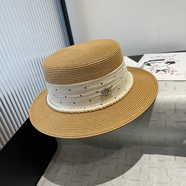chanel Chanel New Flat Top Hat Taiwan Pp Grass Head Circumference 57Cm