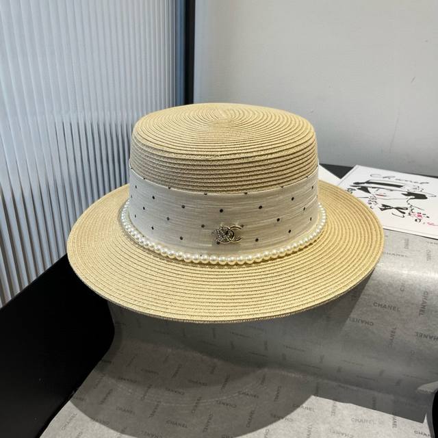 chanel Chanel New Flat Top Hat Taiwan Pp Grass Head Circumference 57Cm
