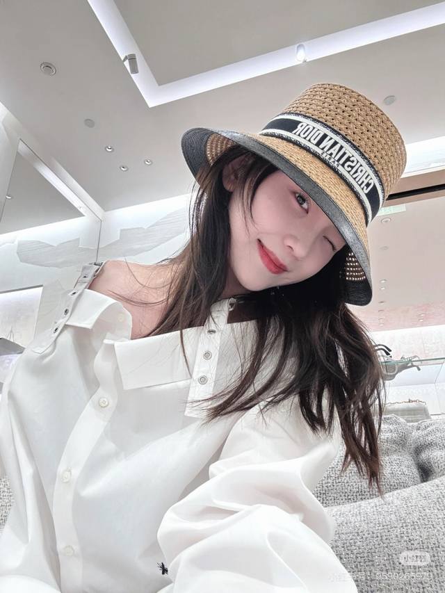 dior Dior New Style Hat Taiwan Pp Straw Hat Brim Head Circumference 57Cm