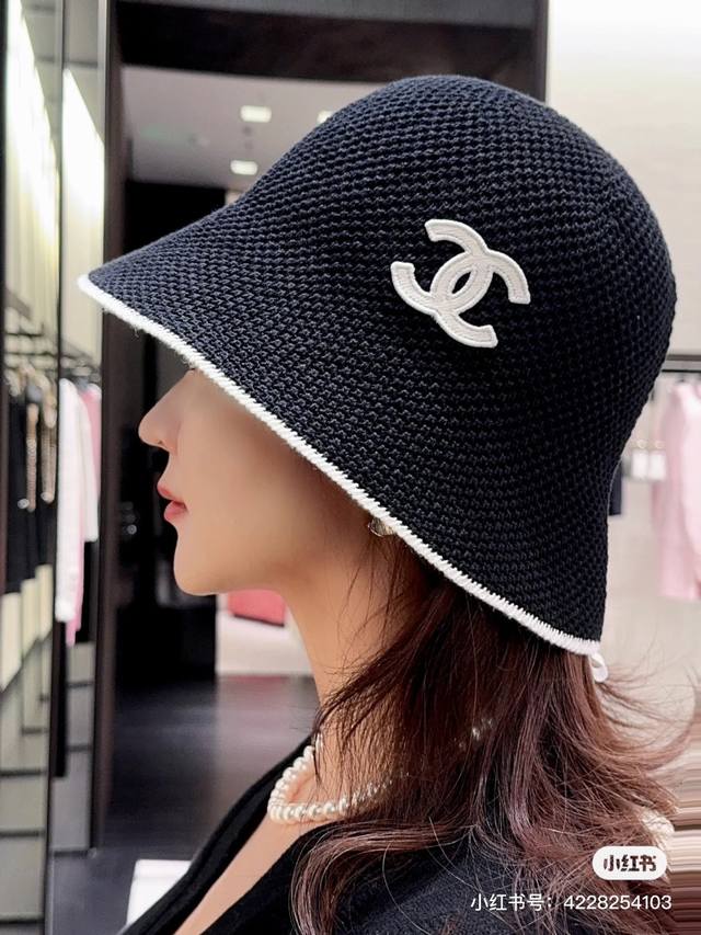 chanel Chanel Bucket Hat Knitted Hand-Grabbed Hat Head Circumference 57Cm