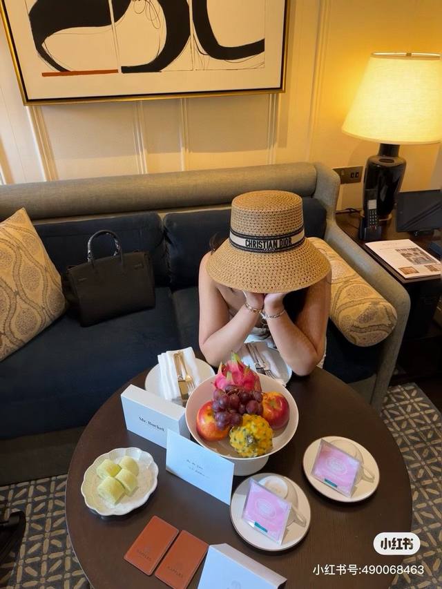 diordior Straw Hat Hollow Hat Official Model One-To-One Customized Font Bumpy