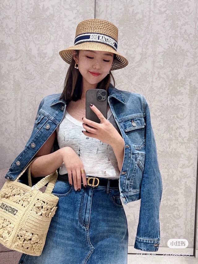 diordior Straw Hat Hollow Hat Official Model One-To-One Customized Font Bumpy