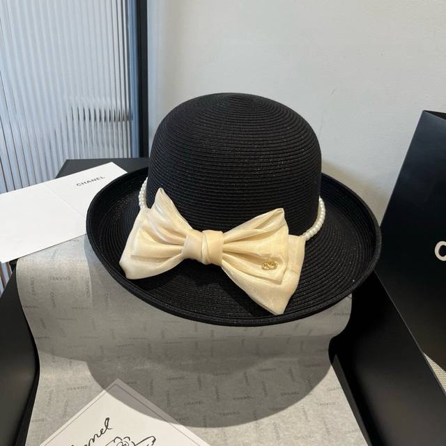 Valentino Bowknot Basin Hat Curled Edge Bowknot Hat Head Circumference 57Cm