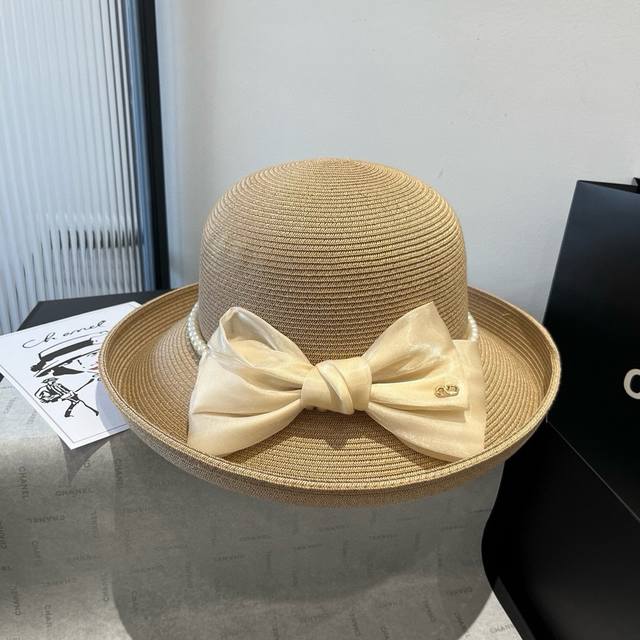 Valentino Bowknot Basin Hat Curled Edge Bowknot Hat Head Circumference 57Cm