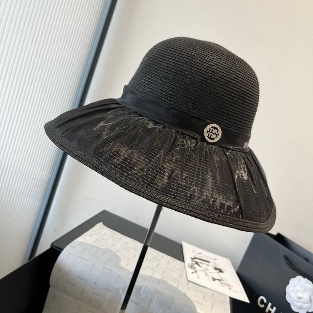 miumiu Miu Miu New Bow Basin Hat High-End Custom Head Circumference 57Cm