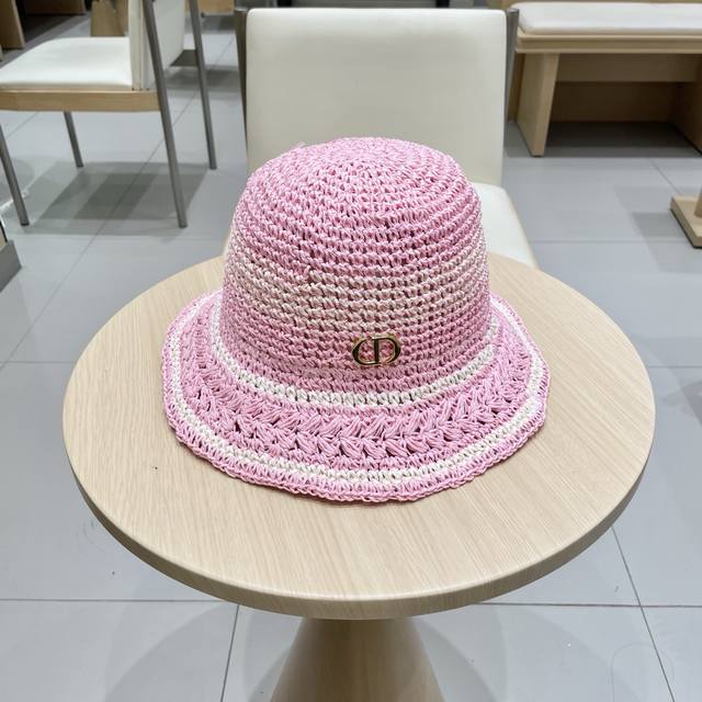dior Dior Straw Fisherman Hat For Women Spring Seaside Vacation With Large Br