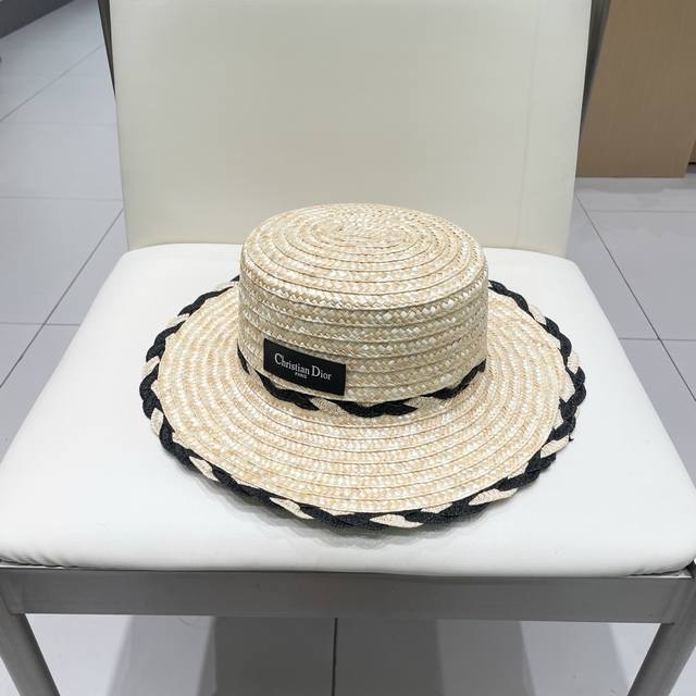 dior Dior 25 New Straw Hat Straw Patchwork Head Circumference 57Cm Super Lady