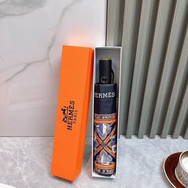 Hermes Tri-Fold Sunscreen Umbrella 2570 New Summer Fully Automatic Folding Sunny