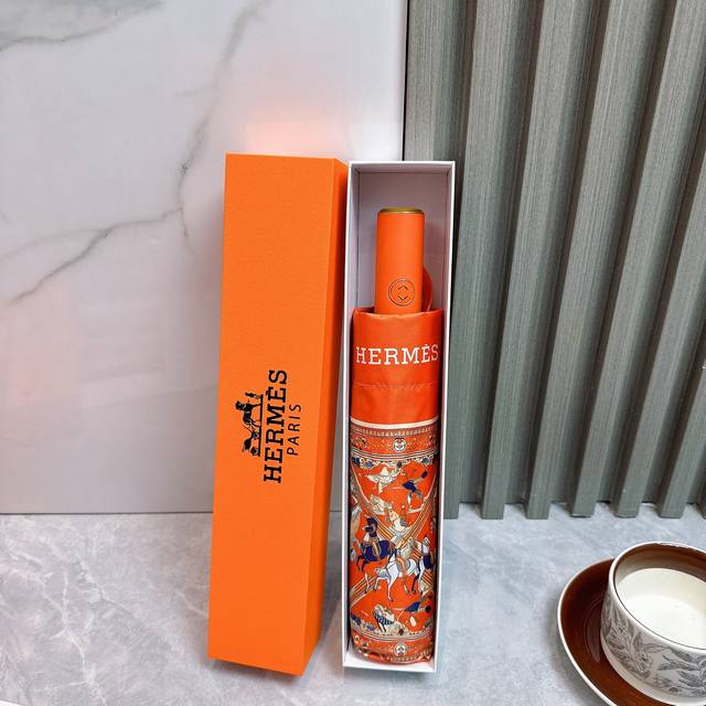 Hermes Tri-Fold Sunscreen Umbrella 2570 New Summer Fully Automatic Folding Sunny
