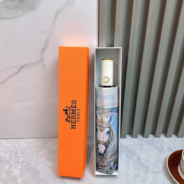 Hermes Tri-Fold Sunscreen Umbrella 2570 New Summer Fully Automatic Folding Sunny
