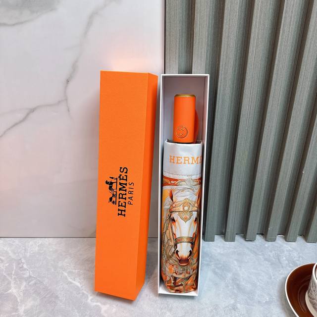 Hermes Tri-Fold Sunscreen Umbrella 2570 New Summer Fully Automatic Folding Sunny