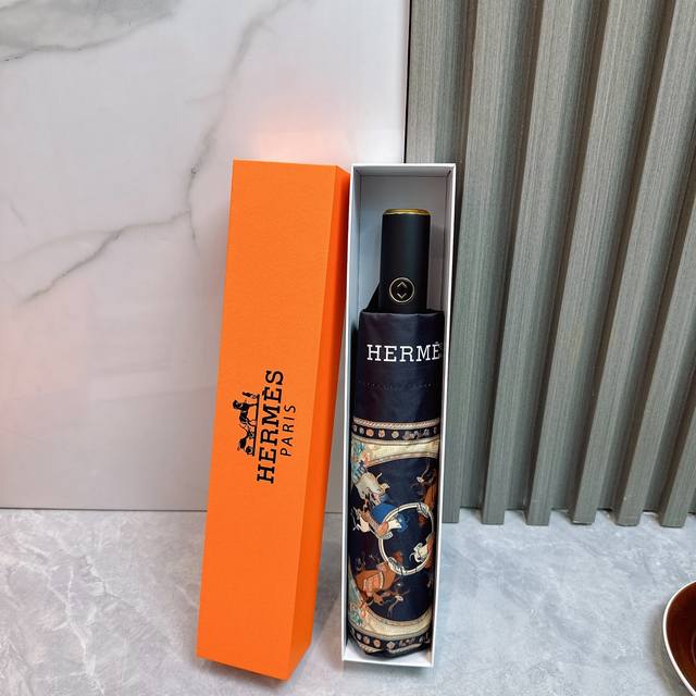 Hermes Tri-Fold Sunscreen Umbrella 2570 New Summer Fully Automatic Folding Sunny