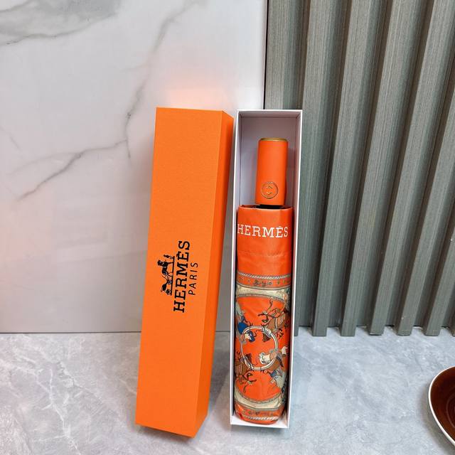 Hermes Tri-Fold Sunscreen Umbrella 2570 New Summer Fully Automatic Folding Sunny