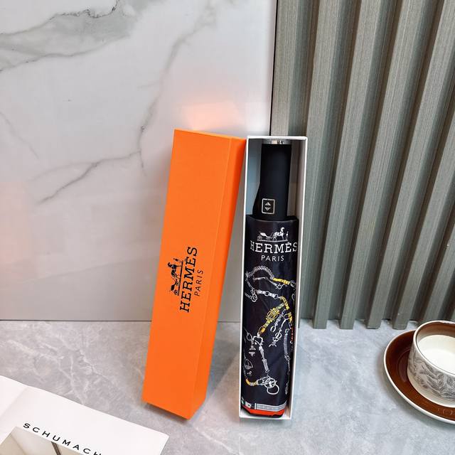 Hermes Tri-Fold Sunscreen Umbrella 2570 New Summer Fully Automatic Folding Sunny