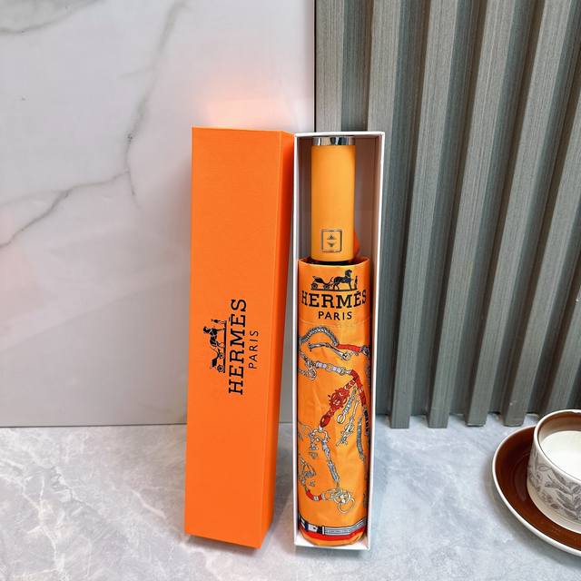 Hermes Tri-Fold Sunscreen Umbrella 2570 New Summer Fully Automatic Folding Sunny