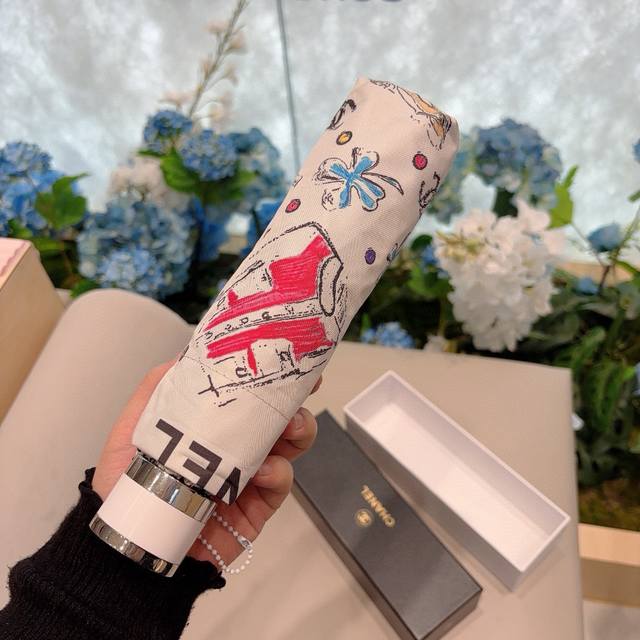 chanel Chanel 50% Off Manual Folding Umbrella With Uv Protection Cloth Import