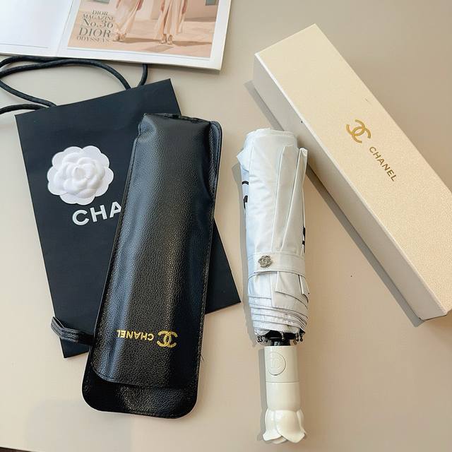 chanel Chanel Rose Handle Tri-Fold Automatic Folding Umbrella Uses Taiwan Imp