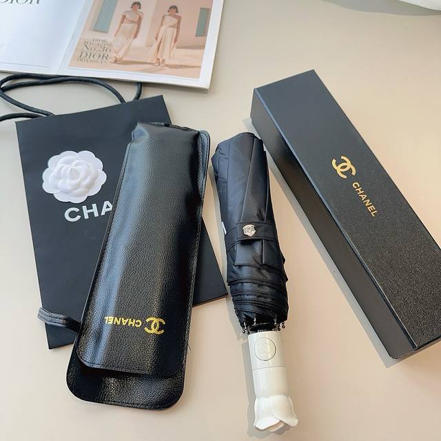 chanel Chanel Rose Handle Tri-Fold Automatic Folding Umbrella Uses Taiwan Imp