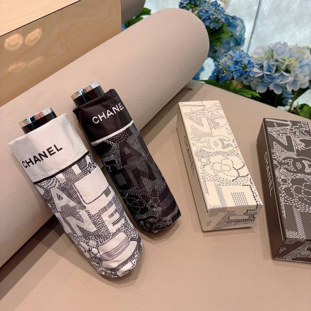chanel Chanel 50% Off Manual Folding Umbrella With Uv Protection Cloth Import