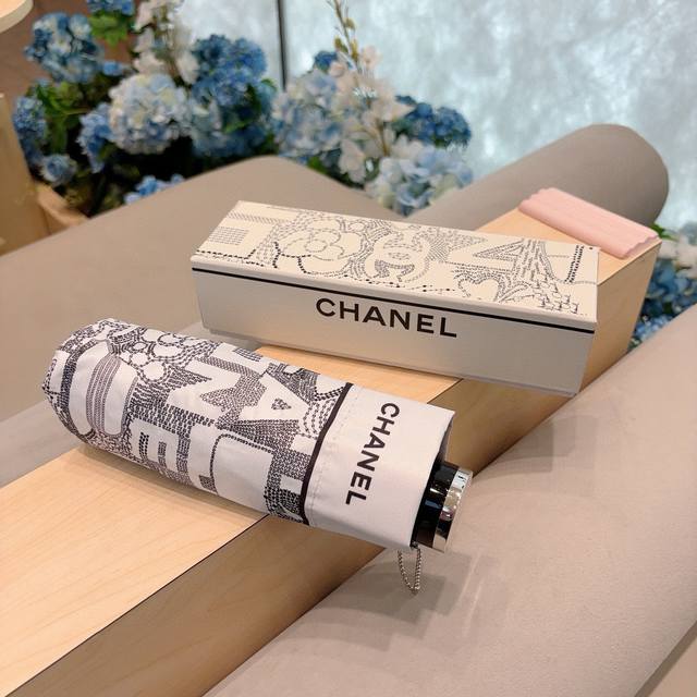 chanel Chanel 50% Off Manual Folding Umbrella With Uv Protection Cloth Import