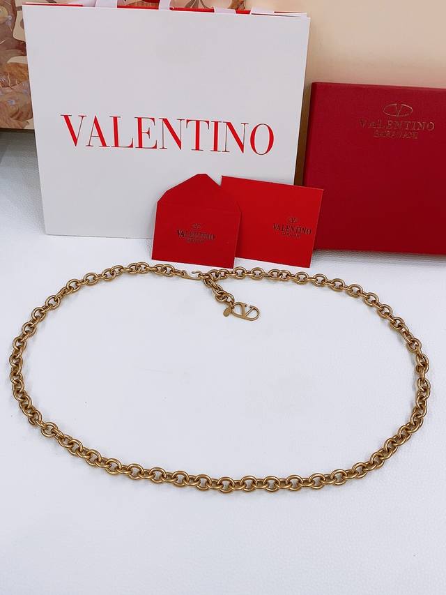Valentino Garavani Vlogo Signature Metal Chain Belt - Silver Tone Effect - Logo