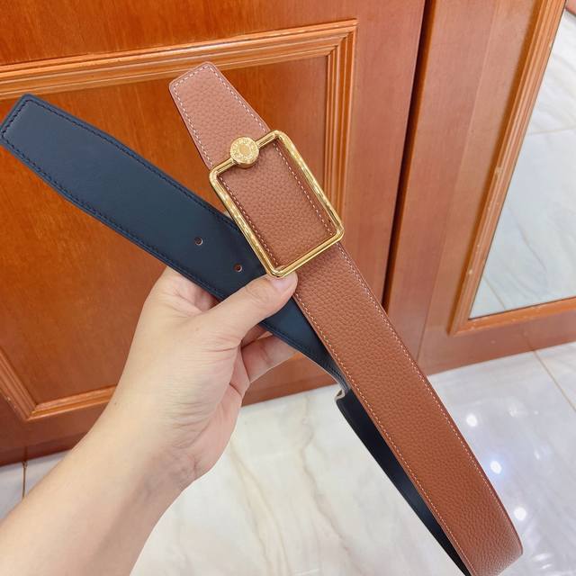 hermes 38Mm Belt Stainless Steel Hardware With Original Togo Leather Imported