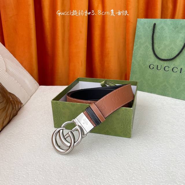 gucci New Embossed Belt One Side Classic Embossed And One Side Imported Plain