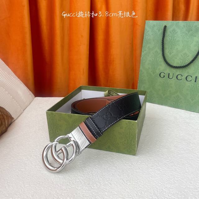 gucci New Embossed Belt With Classic Embossing On One Side And Imported Plain