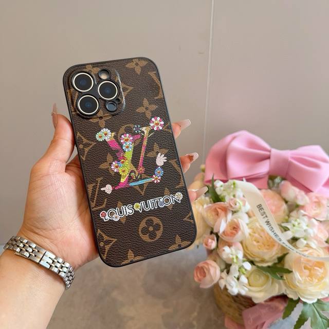 lv Fine Hole Full Cover Mobile Phone Case Murakami Takashi Pattern Lv Full Su