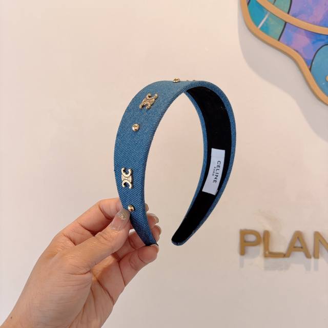 With Packaging Celine Official Classic New Denim Headband Goddess Must-Have Head