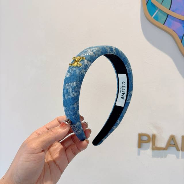 With Packaging Celine Official Classic New Denim Headband Goddess Must-Have Head