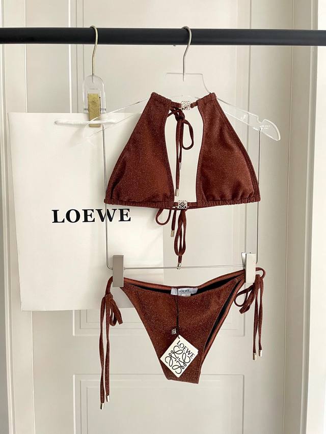 New Loewe Bikini Swimsuit, Custom-Made, Bar-Style Hardware. Suitable For A Varie