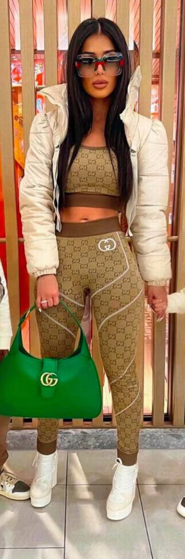 gucci New Tight Sports Suit High Elastic Slim Long Sleeve Tights Top + Elasti