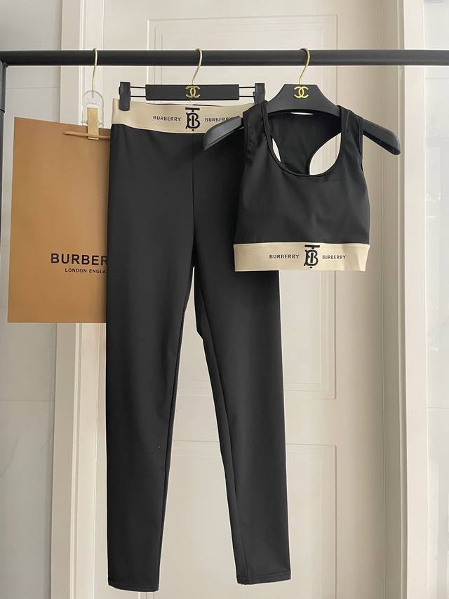 Burberry New High Elastic Fitness Long Yoga Suit Sports Suit ~ Small Vest Slim H