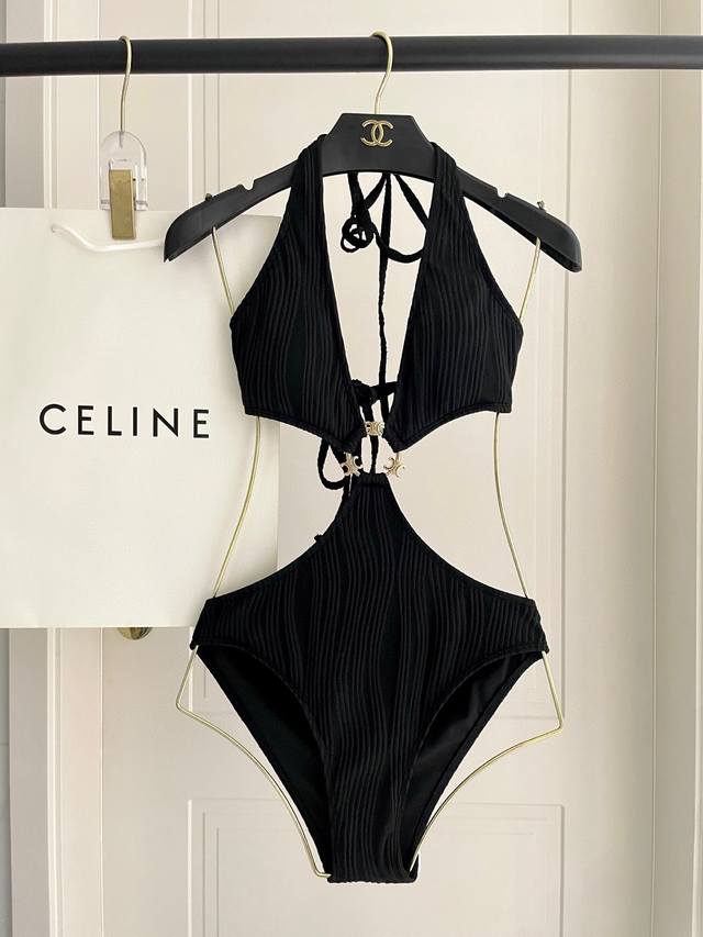celine New One-Piece Swimsuit With Matching Hardware. Suitable For A Variety