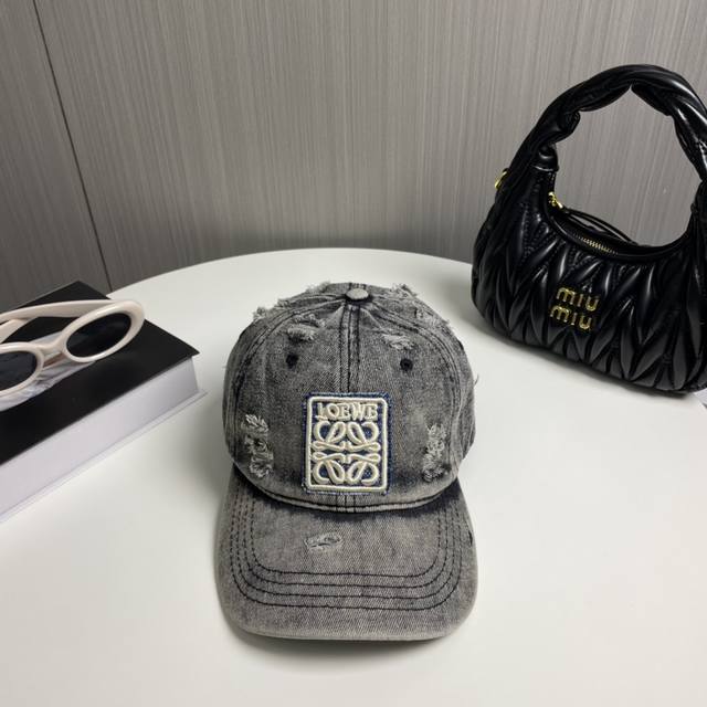 loewe New Washed Denim Baseball Cap Classic Loewe Embroidered Logo, Unisex St