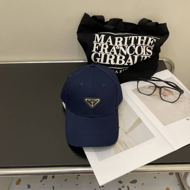 pr Da Prada Denim Inverted Triangle Baseball Cap. The Same Fabric As The Show