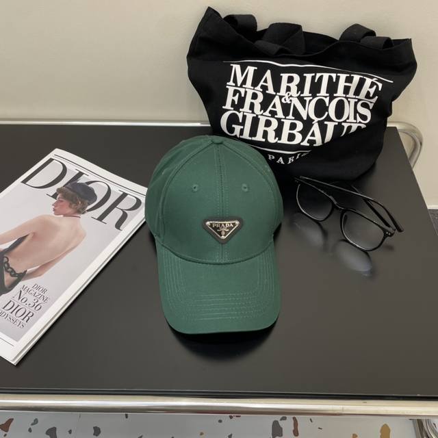 pr Da Prada Denim Inverted Triangle Baseball Cap. The Same Fabric As The Show