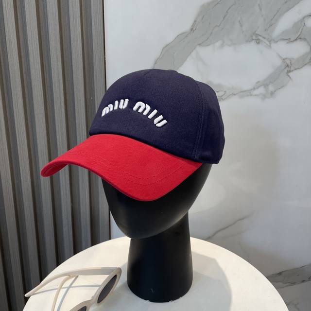 With Dust Bag. Miumiu New Order Style Embroidered Baseball Cap, Big Brand Style,