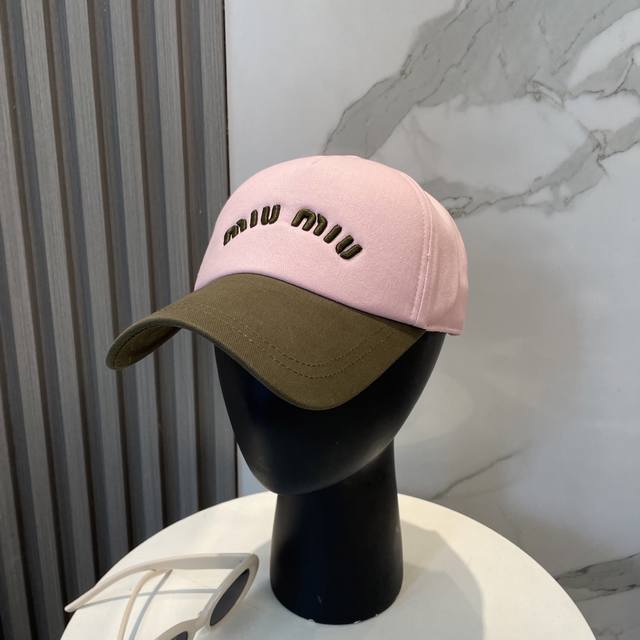 With Dust Bag. Miumiu New Order Style Embroidered Baseball Cap, Big Brand Style,