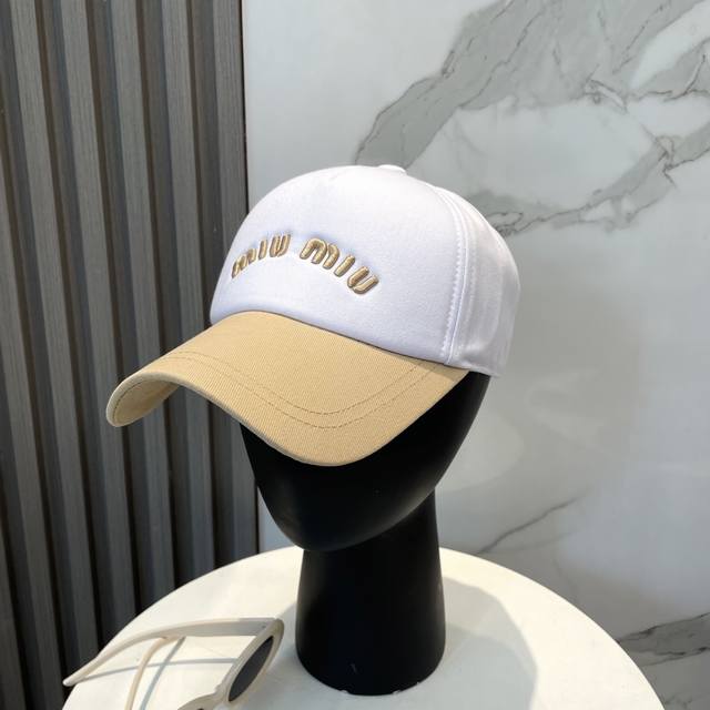With Dust Bag. Miumiu New Order Style Embroidered Baseball Cap, Big Brand Style,