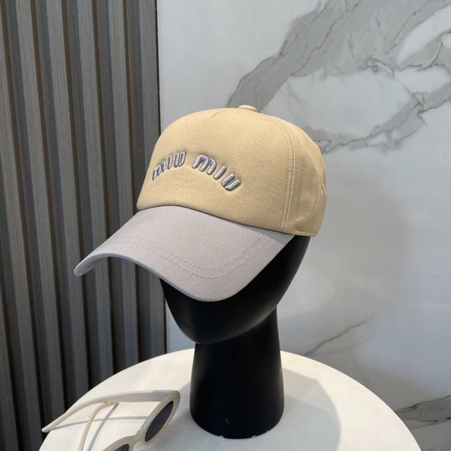 With Dust Bag. Miumiu New Order Style Embroidered Baseball Cap, Big Brand Style,