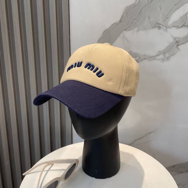 With Dust Bag. Miumiu New Order Style Embroidered Baseball Cap, Big Brand Style,