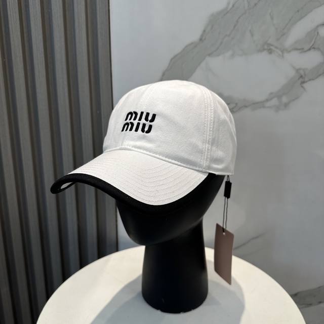 With Dust Bag. Miumiu New Order Style Embroidered Baseball Cap, Big Brand Style,