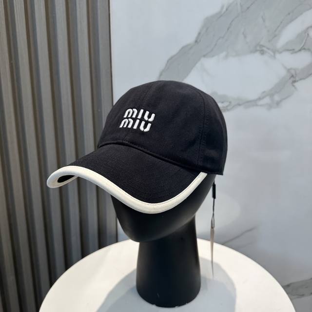 With Dust Bag. Miumiu New Order Style Embroidered Baseball Cap, Big Brand Style,