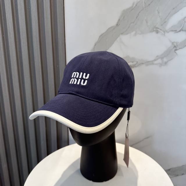 With Dust Bag. Miumiu New Order Style Embroidered Baseball Cap, Big Brand Style,