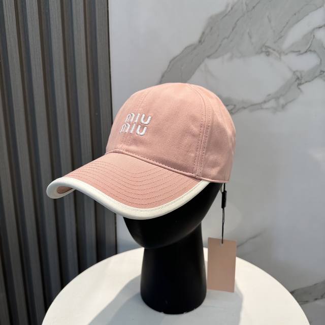 With Dust Bag. Miumiu New Order Style Embroidered Baseball Cap, Big Brand Style,