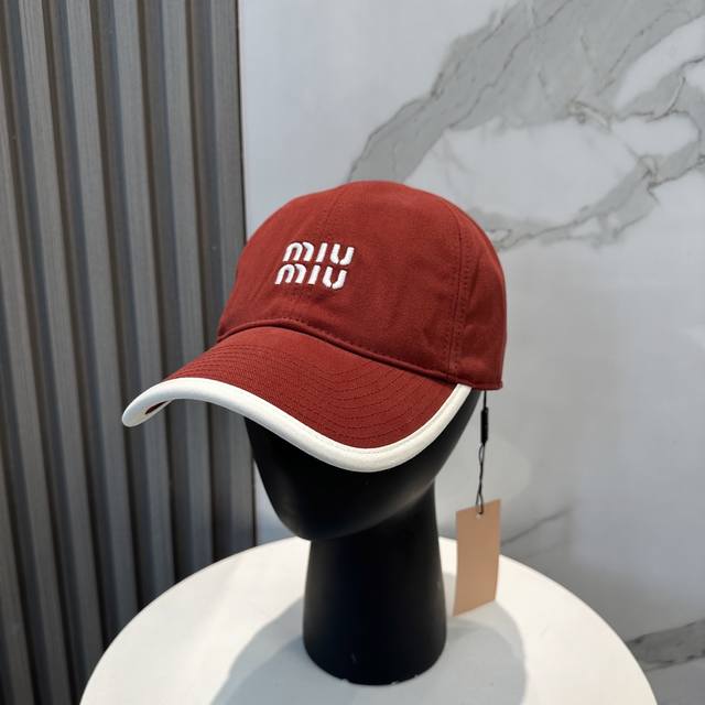 With Dust Bag. Miumiu New Order Style Embroidered Baseball Cap, Big Brand Style,